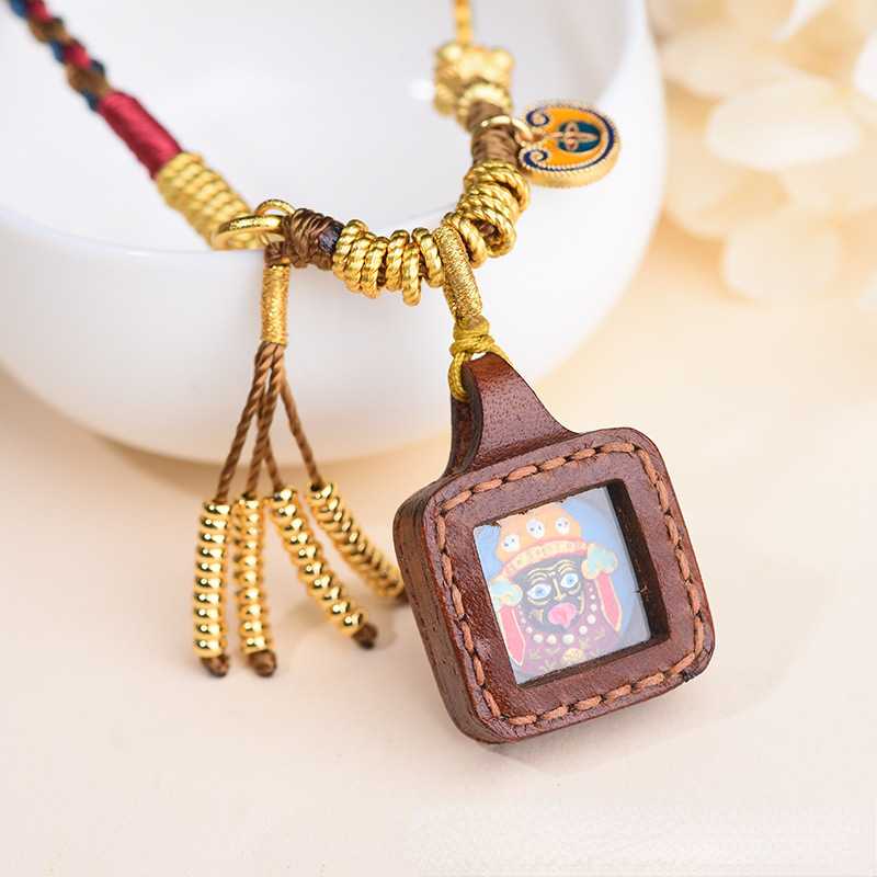 Tibetan Ethnic Style Pendant Rope Zakilam Tangka Women's Neck Hanging Gold Yellow God of Wealth Hanging Rope