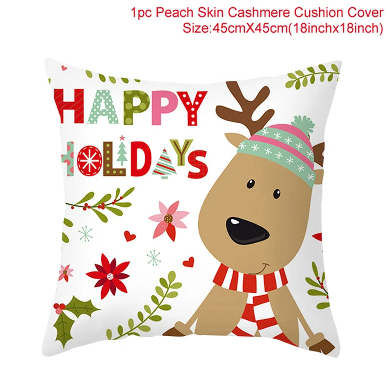 45cm Christmas Cushion Cover Navidad Merry Christmas Decorations For Home 2023 Xmas Noel Cristmas Ornaments New Year Gifts 2024