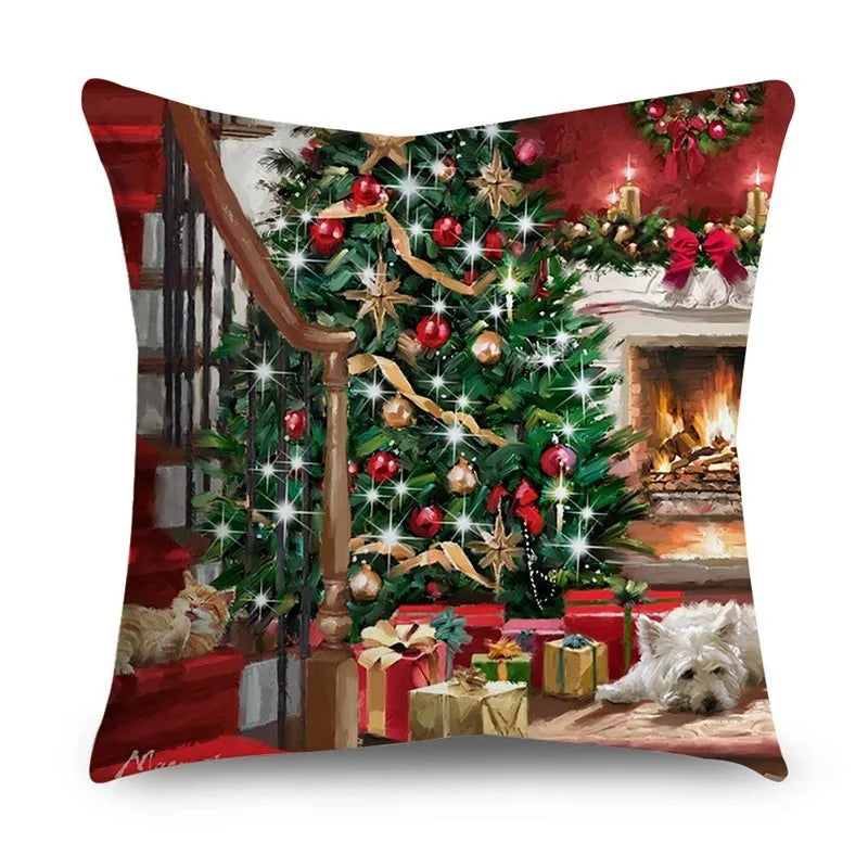 45cm Christmas Cushion Cover Navidad Merry Christmas Decorations For Home 2023 Xmas Noel Cristmas Ornaments New Year Gifts 2024