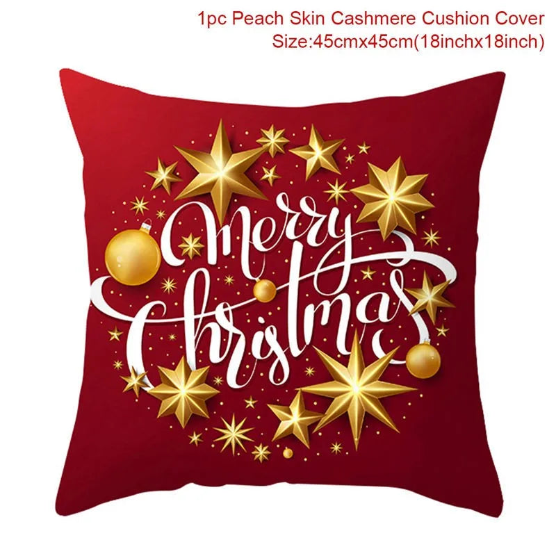 45cm Christmas Cushion Cover Navidad Merry Christmas Decorations For Home 2023 Xmas Noel Cristmas Ornaments New Year Gifts 2024