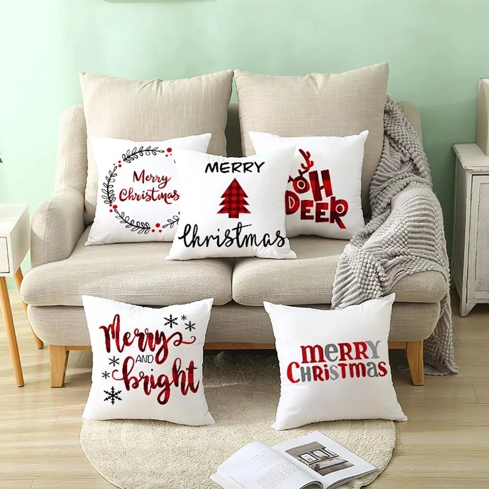 45cm Christmas Cushion Cover Navidad Merry Christmas Decorations For Home 2023 Xmas Noel Cristmas Ornaments New Year Gifts 2024