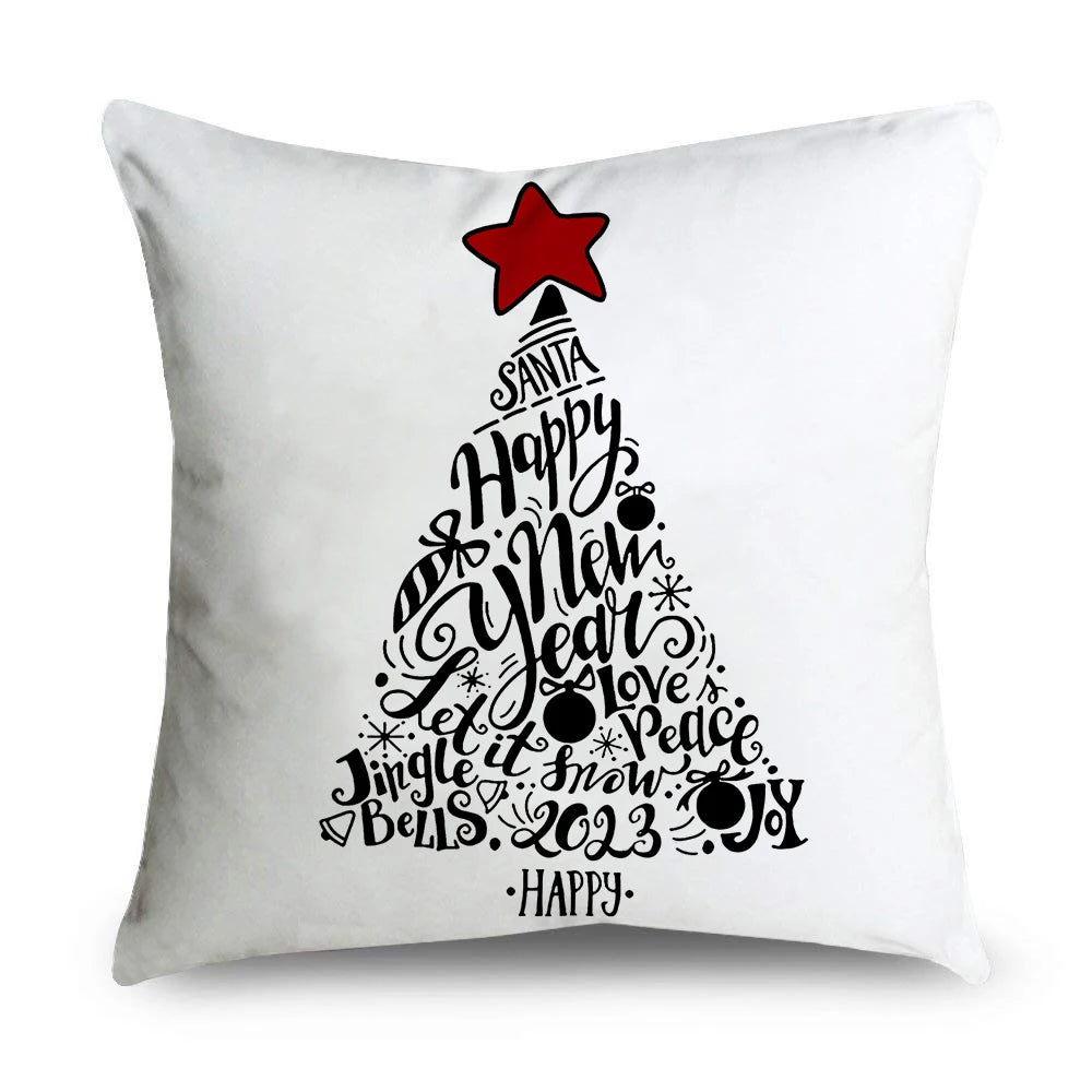 45cm Christmas Cushion Cover Navidad Merry Christmas Decorations For Home 2023 Xmas Noel Cristmas Ornaments New Year Gifts 2024