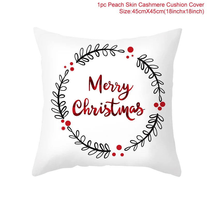 45cm Christmas Cushion Cover Navidad Merry Christmas Decorations For Home 2023 Xmas Noel Cristmas Ornaments New Year Gifts 2024