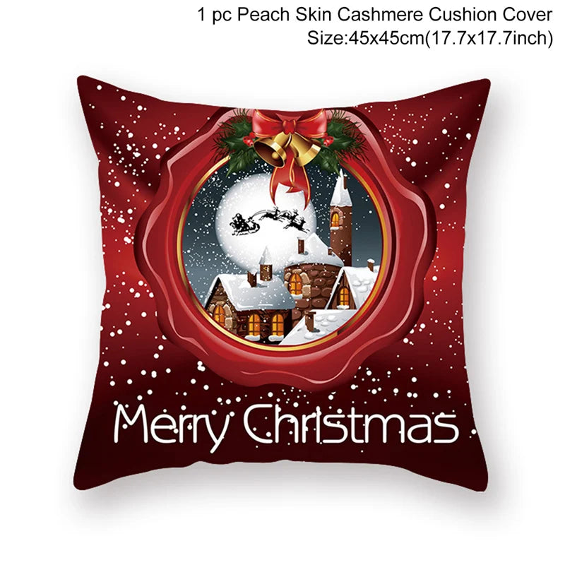 45cm Christmas Cushion Cover Navidad Merry Christmas Decorations For Home 2023 Xmas Noel Cristmas Ornaments New Year Gifts 2024