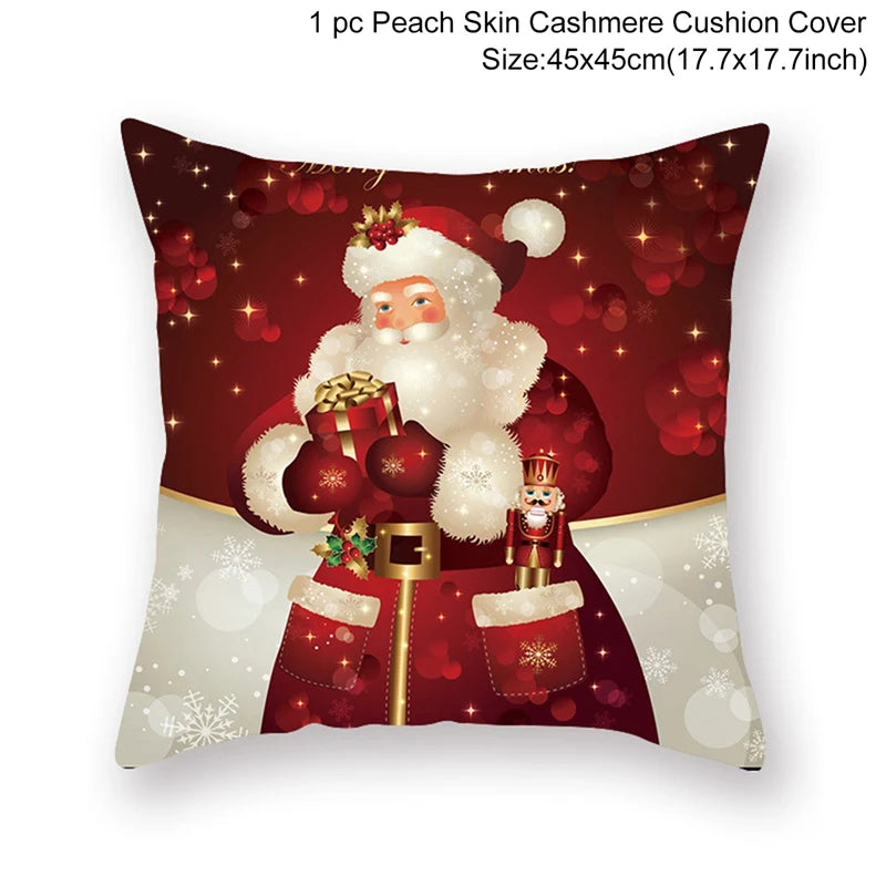 45cm Christmas Cushion Cover Navidad Merry Christmas Decorations For Home 2023 Xmas Noel Cristmas Ornaments New Year Gifts 2024