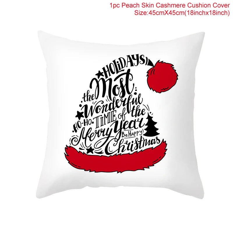 45cm Christmas Cushion Cover Navidad Merry Christmas Decorations For Home 2023 Xmas Noel Cristmas Ornaments New Year Gifts 2024