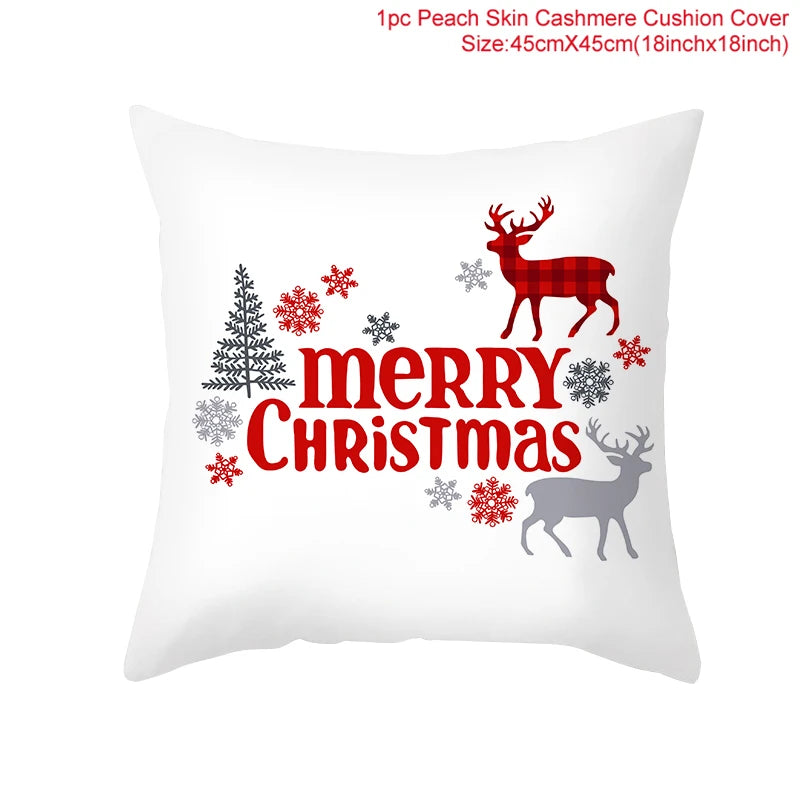 45cm Christmas Cushion Cover Navidad Merry Christmas Decorations For Home 2023 Xmas Noel Cristmas Ornaments New Year Gifts 2024