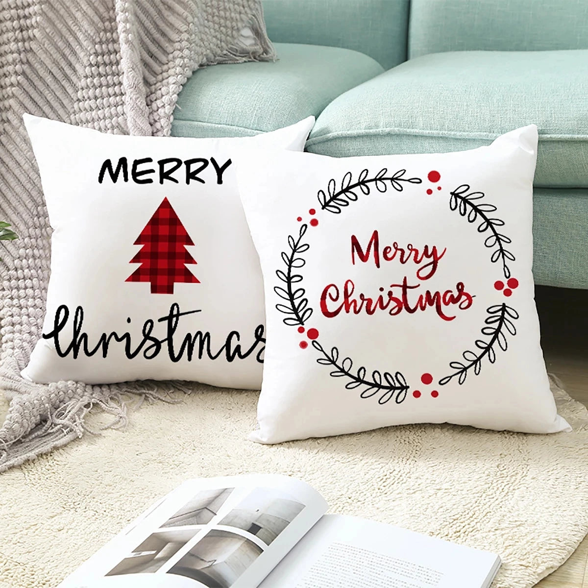 45cm Christmas Cushion Cover Navidad Merry Christmas Decorations For Home 2023 Xmas Noel Cristmas Ornaments New Year Gifts 2024