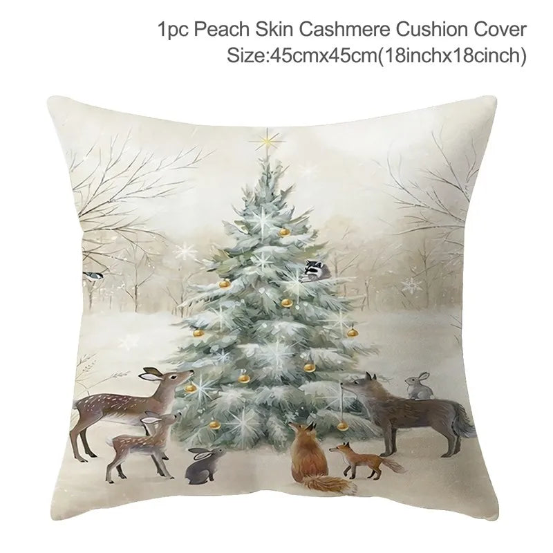 45cm Christmas Cushion Cover Navidad Merry Christmas Decorations For Home 2023 Xmas Noel Cristmas Ornaments New Year Gifts 2024