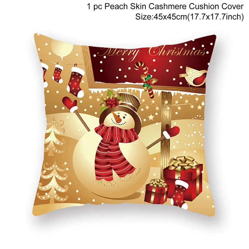 45cm Christmas Cushion Cover Navidad Merry Christmas Decorations For Home 2023 Xmas Noel Cristmas Ornaments New Year Gifts 2024