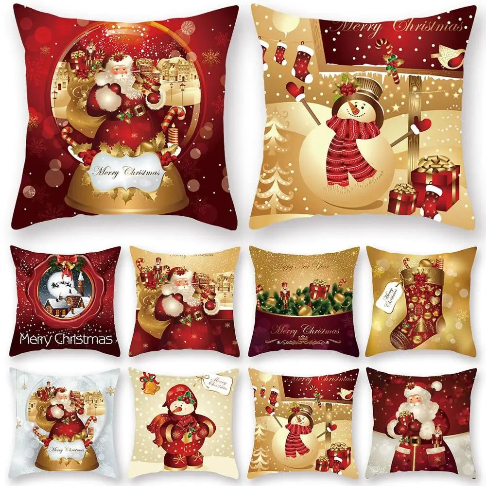 45cm Christmas Cushion Cover Navidad Merry Christmas Decorations For Home 2023 Xmas Noel Cristmas Ornaments New Year Gifts 2024