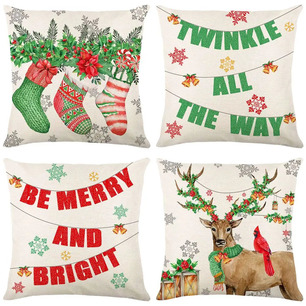 45cm Merry Christmas Cushion Cover Pillowcase 2023 Christmas Decorations for Home Ornament New Year Christmas Decor