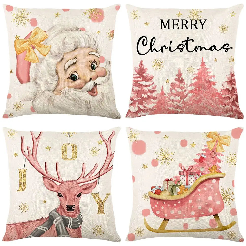 45cm Merry Christmas Cushion Cover Pillowcase 2023 Christmas Decorations for Home Ornament New Year Christmas Decor