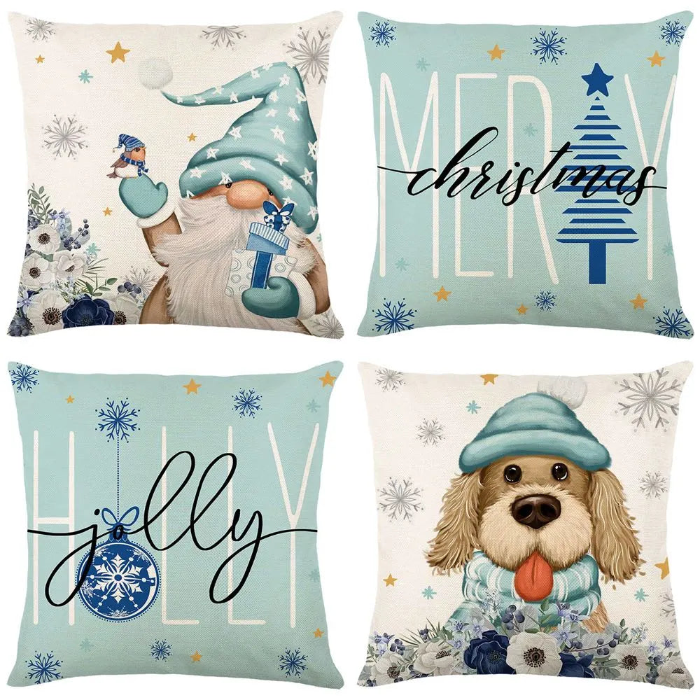 45cm Merry Christmas Cushion Cover Pillowcase 2023 Christmas Decorations for Home Ornament New Year Christmas Decor