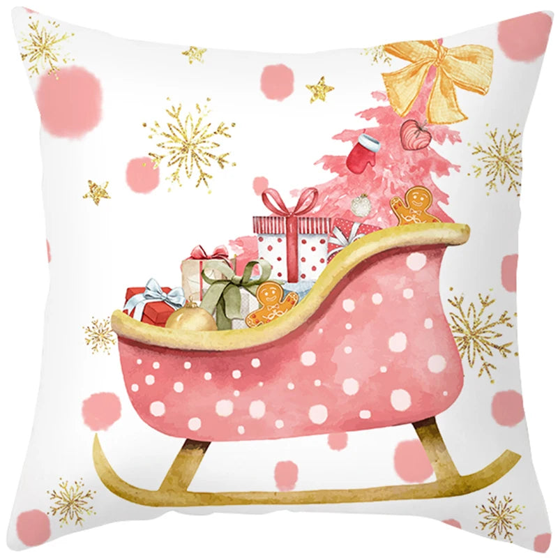 45cm Merry Christmas Cushion Cover Pillowcase 2023 Christmas Decorations for Home Ornament New Year Christmas Decor