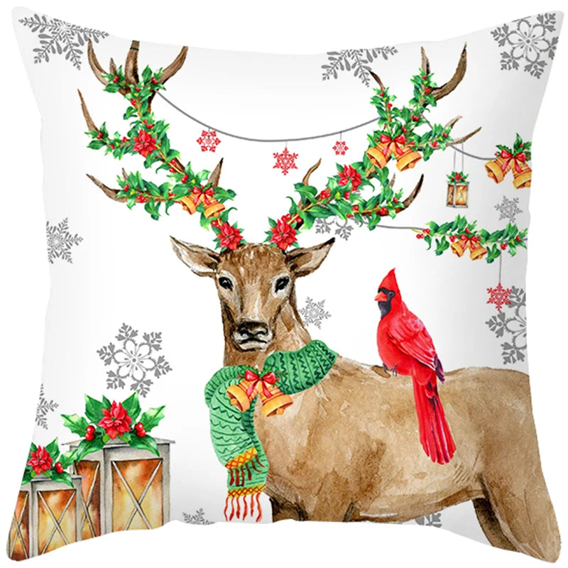 45cm Merry Christmas Cushion Cover Pillowcase 2023 Christmas Decorations for Home Ornament New Year Christmas Decor