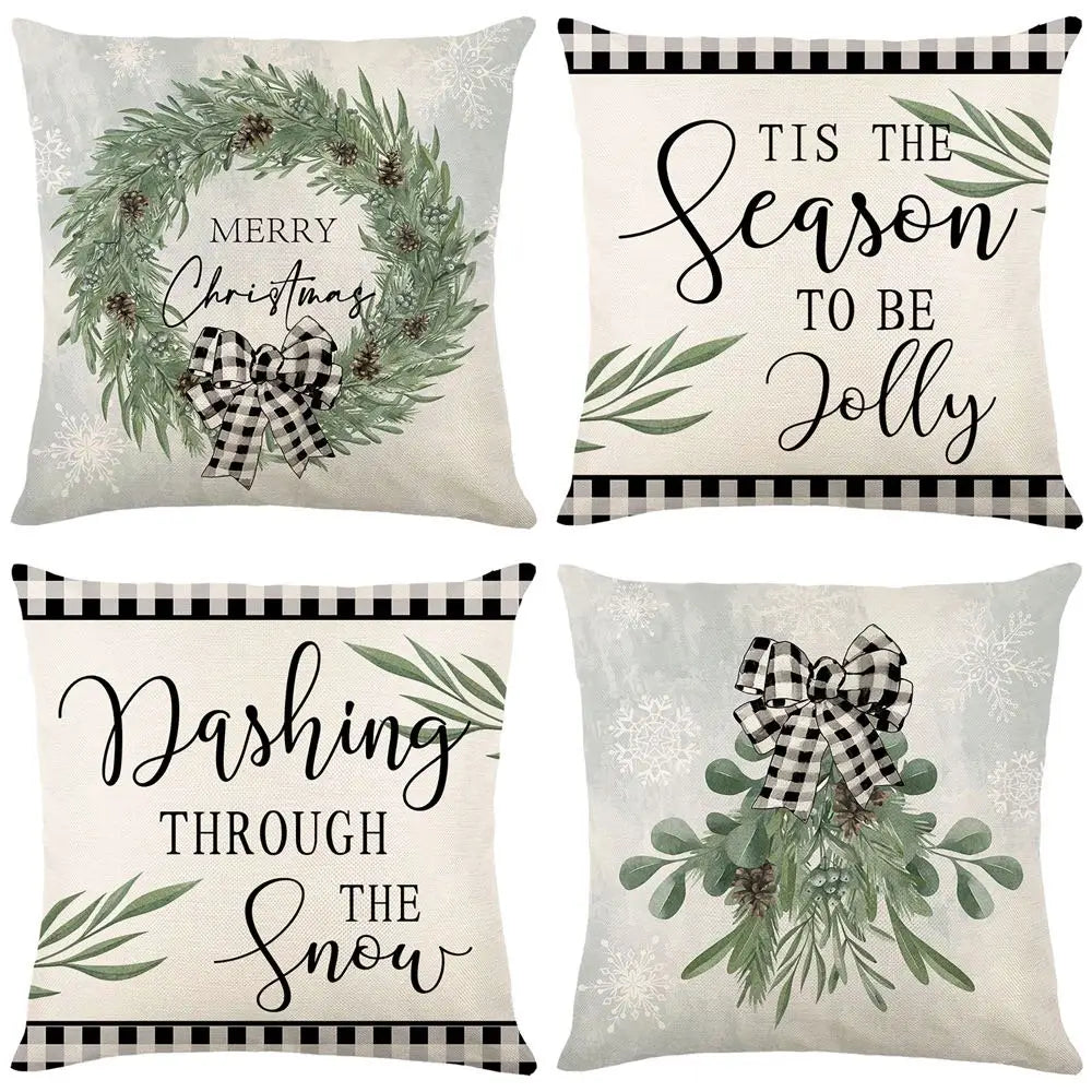 45cm Merry Christmas Cushion Cover Pillowcase 2023 Christmas Decorations for Home Ornament New Year Christmas Decor