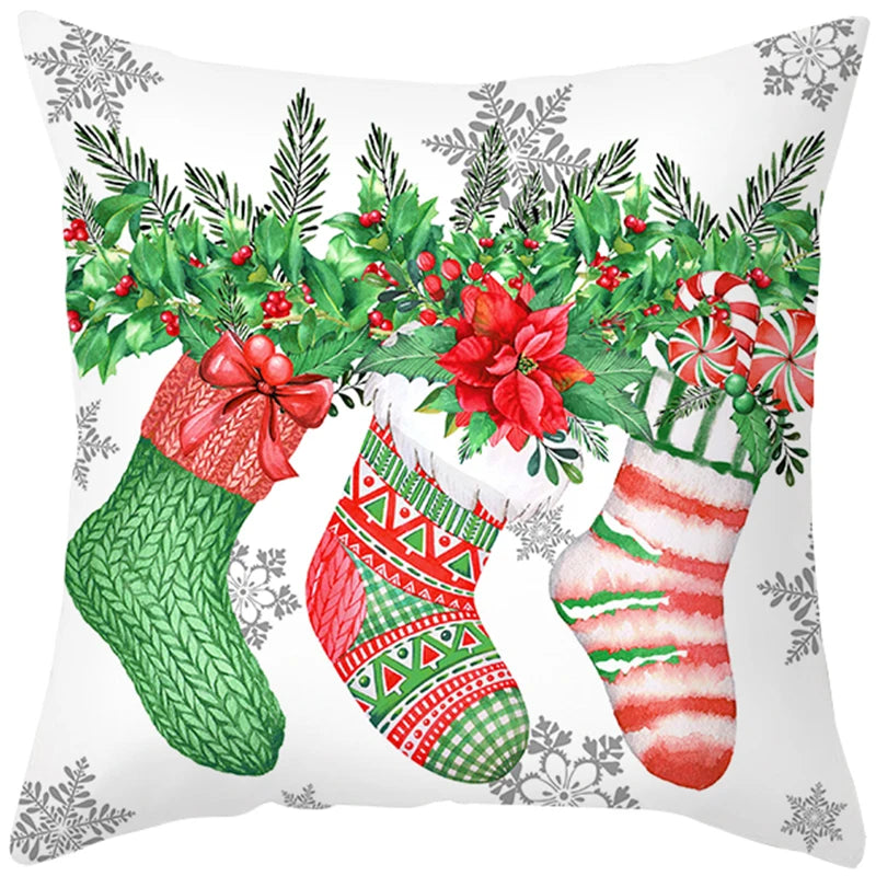 45cm Merry Christmas Cushion Cover Pillowcase 2023 Christmas Decorations for Home Ornament New Year Christmas Decor