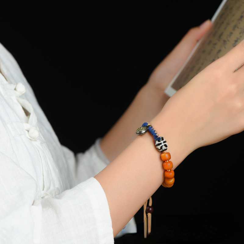 Tibetan Style Woven Bracelet, Agate, Bead, Cotton Thread, Bracelet Headgear, Minority Ethnic Style Couple Bracelet Gift