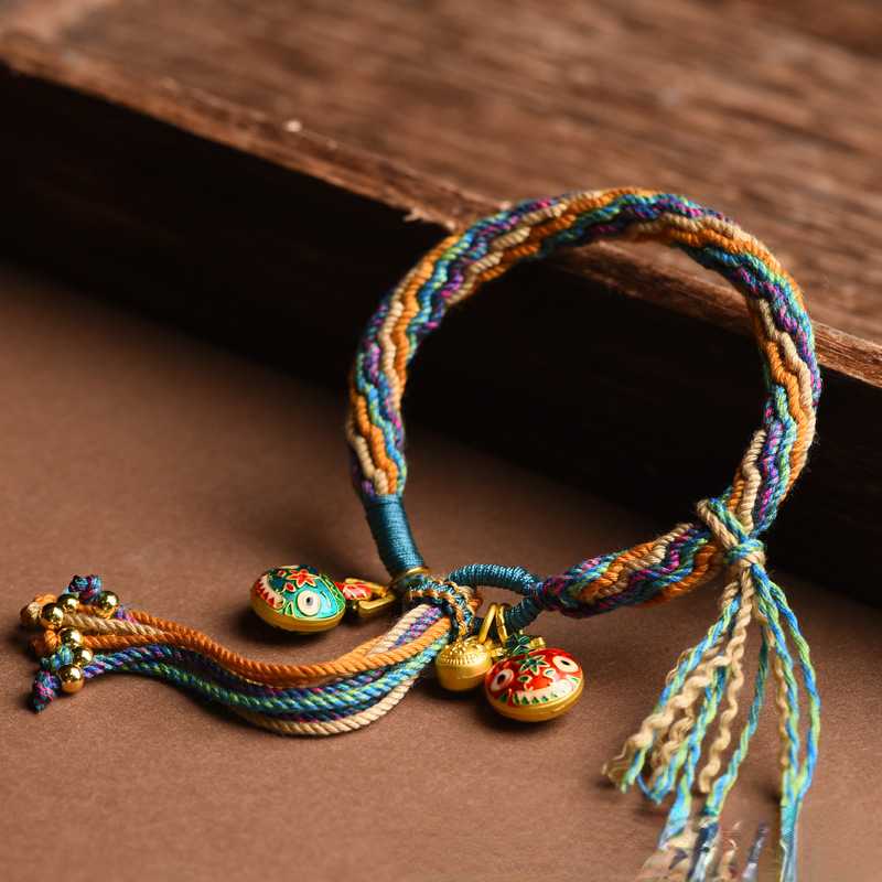 Handwoven Tibetan Style Cotton Rope Reincarnation Jewelry Bracelet Swallowing Gold Beast Hand Rope Bracelet