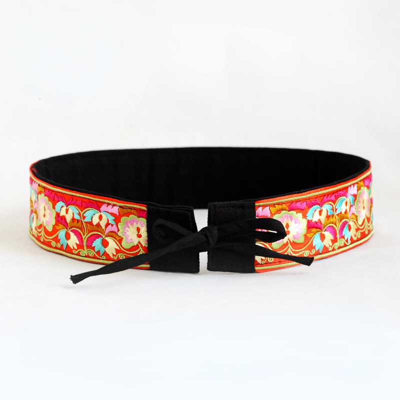 Colorful Embroidery, Wide Waistband, Women's Decorative Ethnic Style Clothing, Dress, Women's Waist, Versatile Slim Fitting Belt