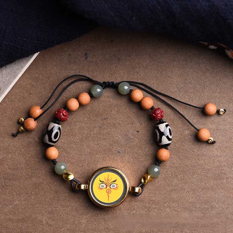 Tibetan Zakiram Thangka Pendant Hand-painted Thangka Five-way God of Wealth, Eye-catching and Multi-treasure Bracelets for Men and Women.