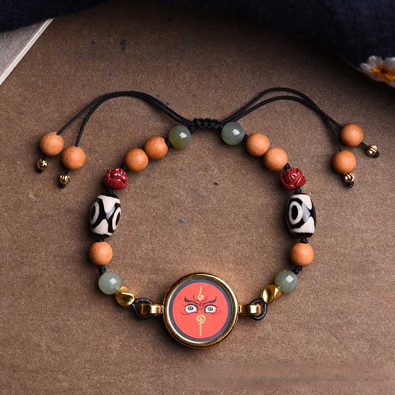 Tibetan Zakiram Thangka Pendant Hand-painted Thangka Five-way God of Wealth, Eye-catching and Multi-treasure Bracelets for Men and Women.