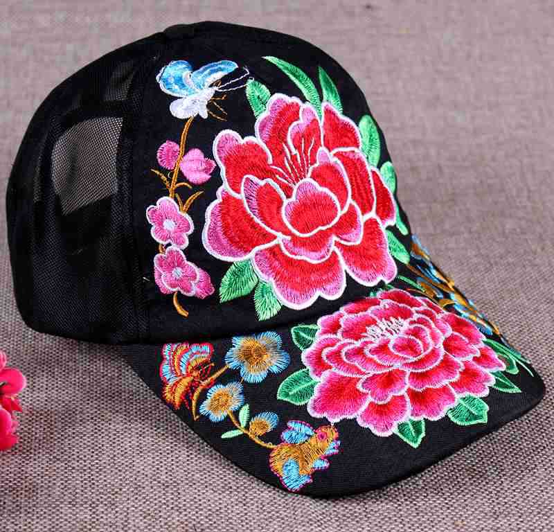 National characteristic thin mesh hat breathable cool hat embroidered casual Sun hat in summer women's Baseball cap