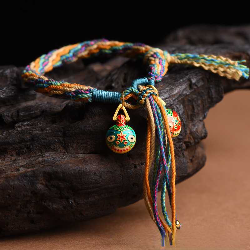 Handwoven Tibetan Style Cotton Rope Reincarnation Jewelry Bracelet Swallowing Gold Beast Hand Rope Bracelet