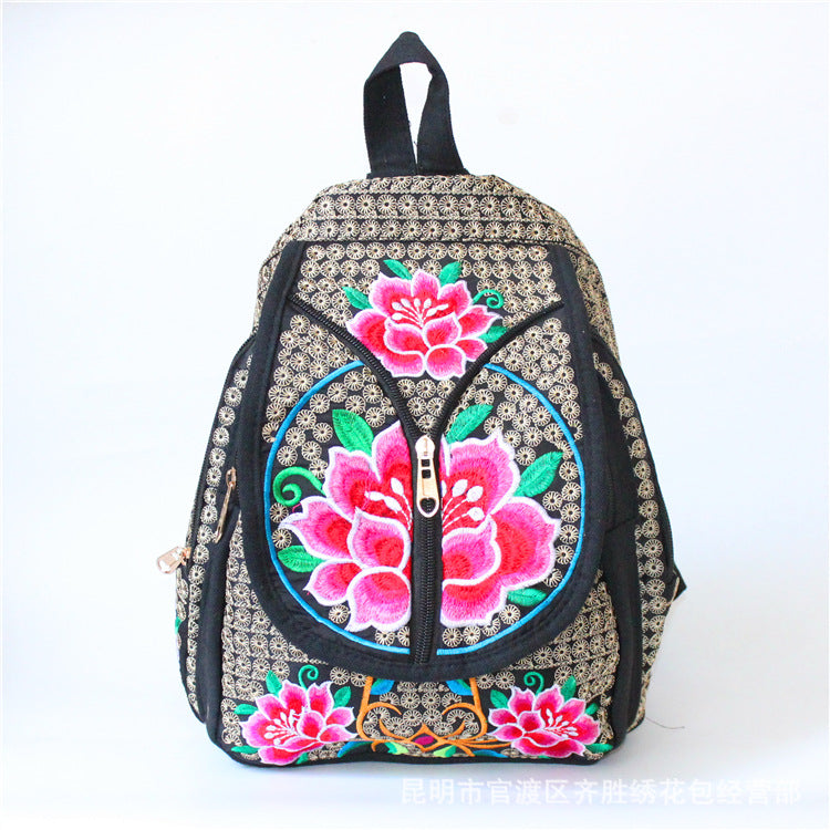 New Ethnic Style Embroidered Backpack for Women's Embroidered Canvas Leisure Backpack