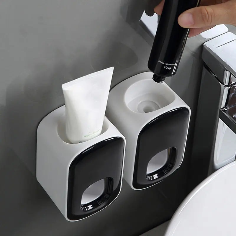 Automatic Toothpaste Dispenser Toothpaste Squeezer Dustproof Toothbrush Holder Wall Mount Home Bathroom Accessories Set