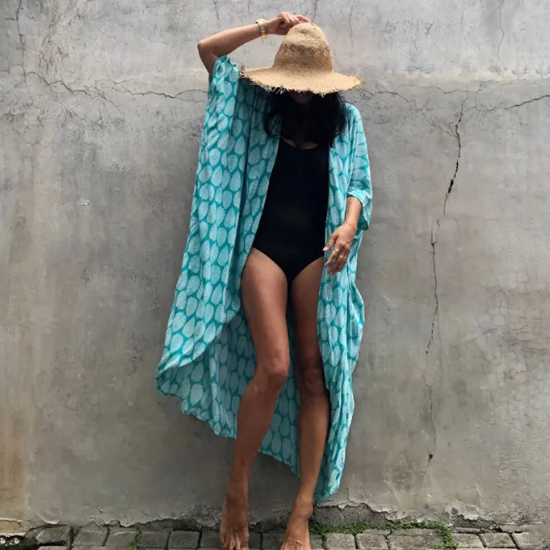 Beach Cover Ups for Swimwear Women Black Tie Dye Kimono Swimsuit Cape Summer Dress 2022 Beachwear Outfits Sales