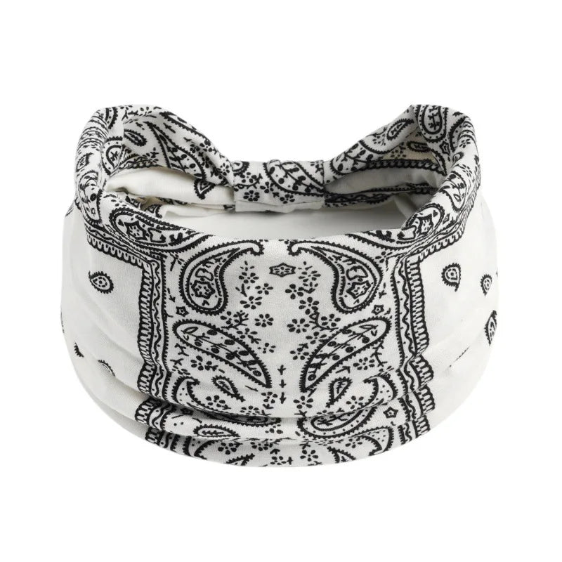 Bohemian Style Elastic Hair Bands Yoga Headband Women Headwear Print Vintage Cross Unisex Scrunchies Hair Accessories