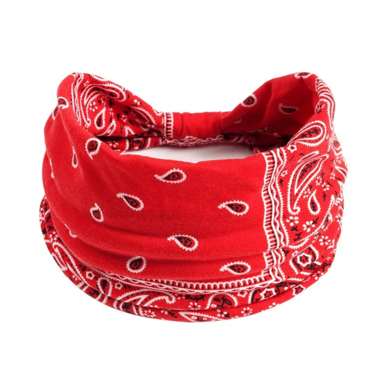 Bohemian Style Elastic Hair Bands Yoga Headband Women Headwear Print Vintage Cross Unisex Scrunchies Hair Accessories