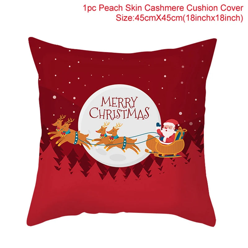 Christmas Cushion Cover Merry Christmas Decorations for Home Christmas Ornament Navidad Noel Xmas Gifts Happy New Year