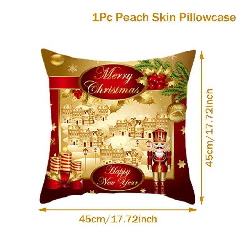 Christmas Cushion Cover Merry Christmas Decorations for Home Christmas Ornament Navidad Noel Xmas Gifts Happy New Year