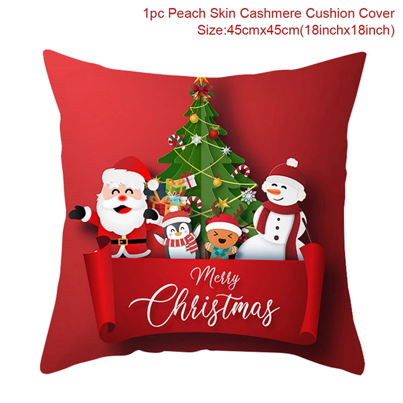 Christmas Cushion Cover Merry Christmas Decorations for Home Christmas Ornament Navidad Noel Xmas Gifts Happy New Year