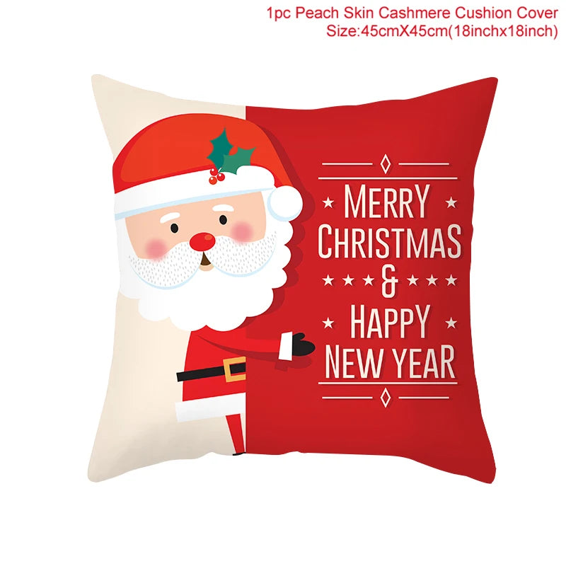 Christmas Cushion Cover Merry Christmas Decorations for Home Christmas Ornament Navidad Noel Xmas Gifts Happy New Year