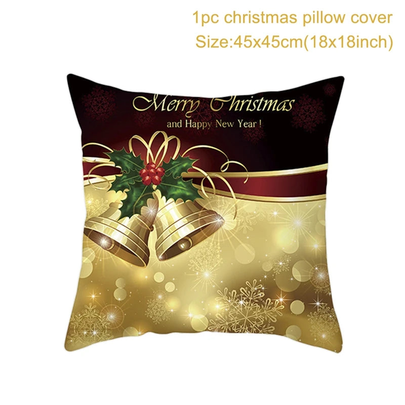 Christmas Cushion Cover Merry Christmas Decorations for Home Christmas Ornament Navidad Noel Xmas Gifts Happy New Year