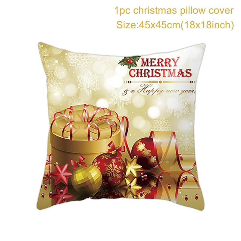 Christmas Cushion Cover Merry Christmas Decorations for Home Christmas Ornament Navidad Noel Xmas Gifts Happy New Year