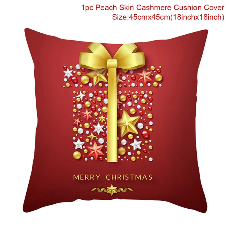 Christmas Cushion Cover Merry Christmas Decorations for Home Christmas Ornament Navidad Noel Xmas Gifts Happy New Year