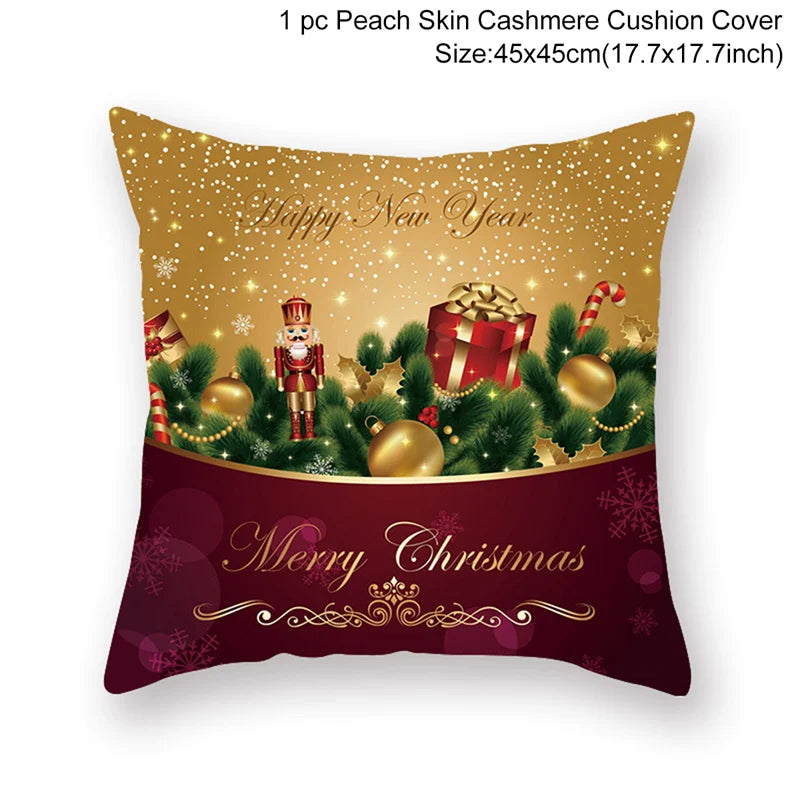 Christmas Cushion Cover Merry Christmas Decorations for Home Christmas Ornament Navidad Noel Xmas Gifts Happy New Year