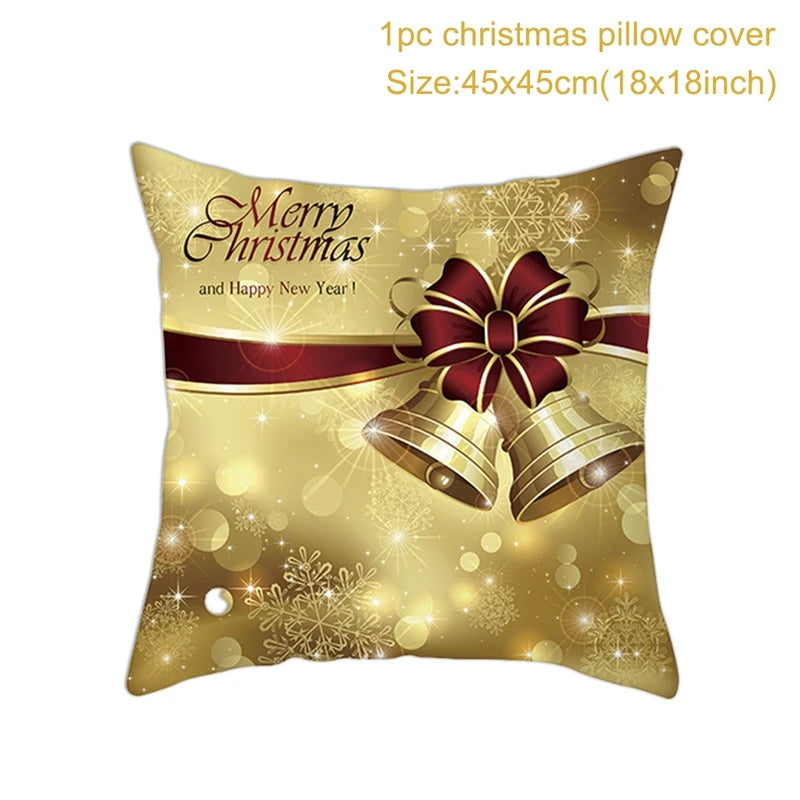 Christmas Cushion Cover Merry Christmas Decorations for Home Christmas Ornament Navidad Noel Xmas Gifts Happy New Year