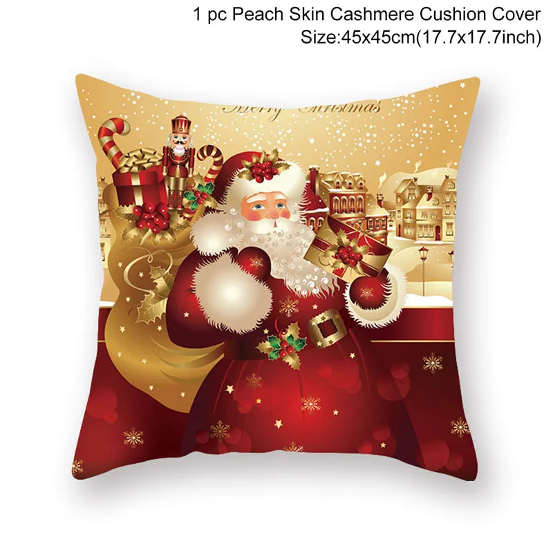 Christmas Cushion Cover Merry Christmas Decorations for Home Christmas Ornament Navidad Noel Xmas Gifts Happy New Year