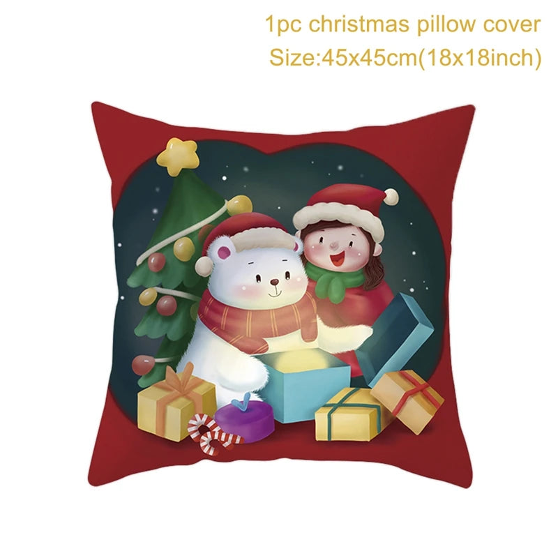 Christmas Cushion Cover Merry Christmas Decorations for Home Christmas Ornament Navidad Noel Xmas Gifts Happy New Year