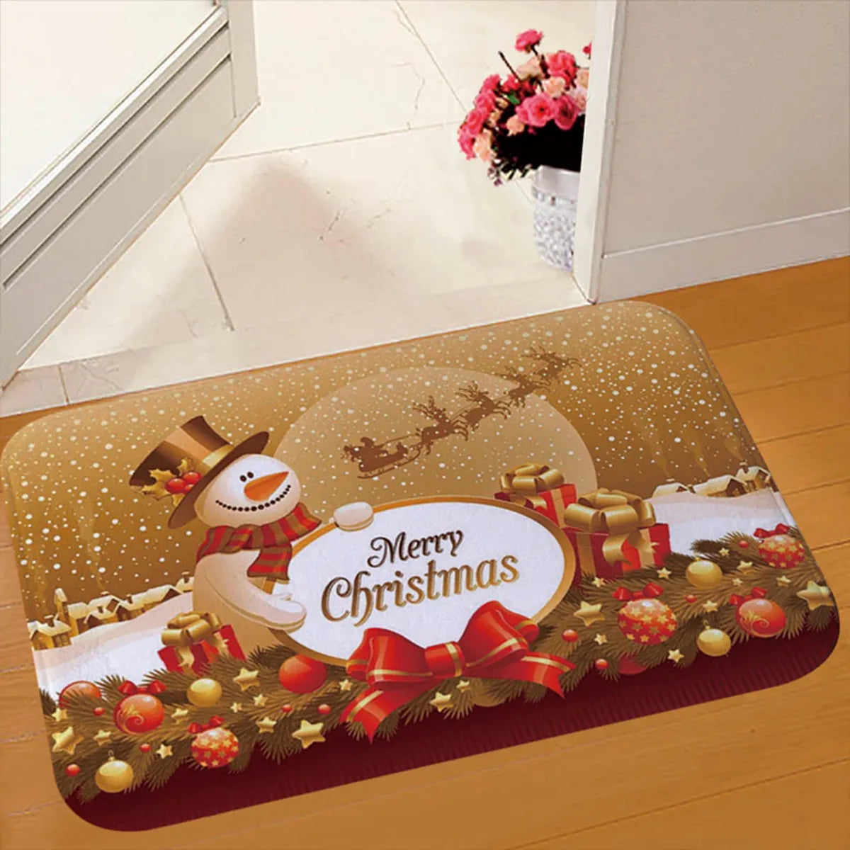 Christmas Door Mat Santa Claus Outdoor Carpet Merry Christmas Decorations For Home 2023 Navidad Xmas Ornament New Year 2024