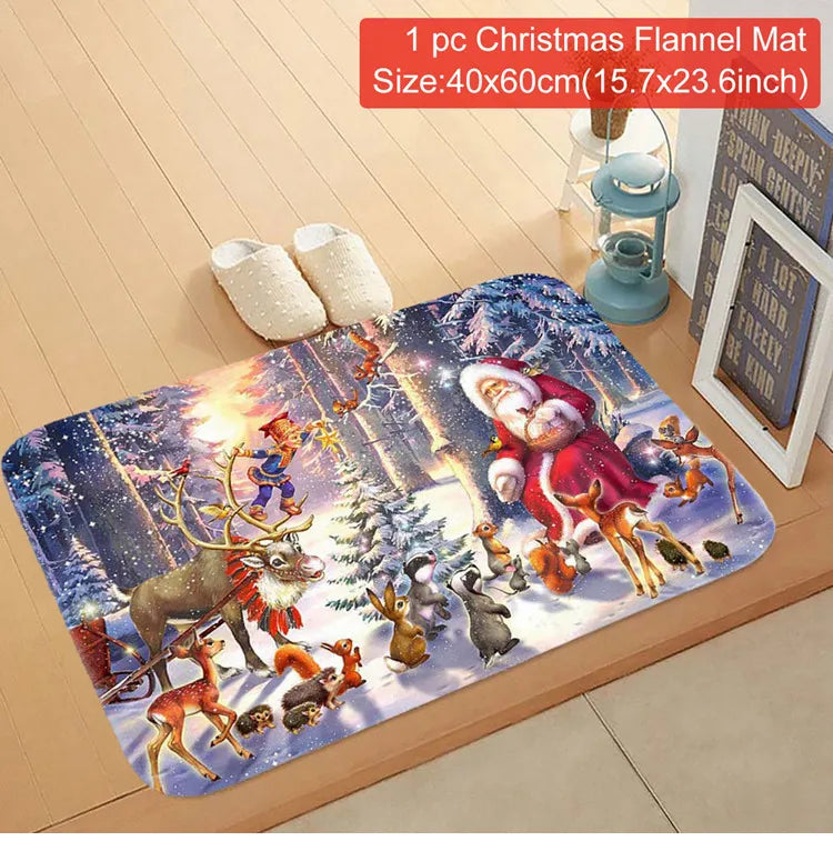 Christmas Door Mat Santa Claus Outdoor Carpet Merry Christmas Decorations For Home 2023 Navidad Xmas Ornament New Year 2024