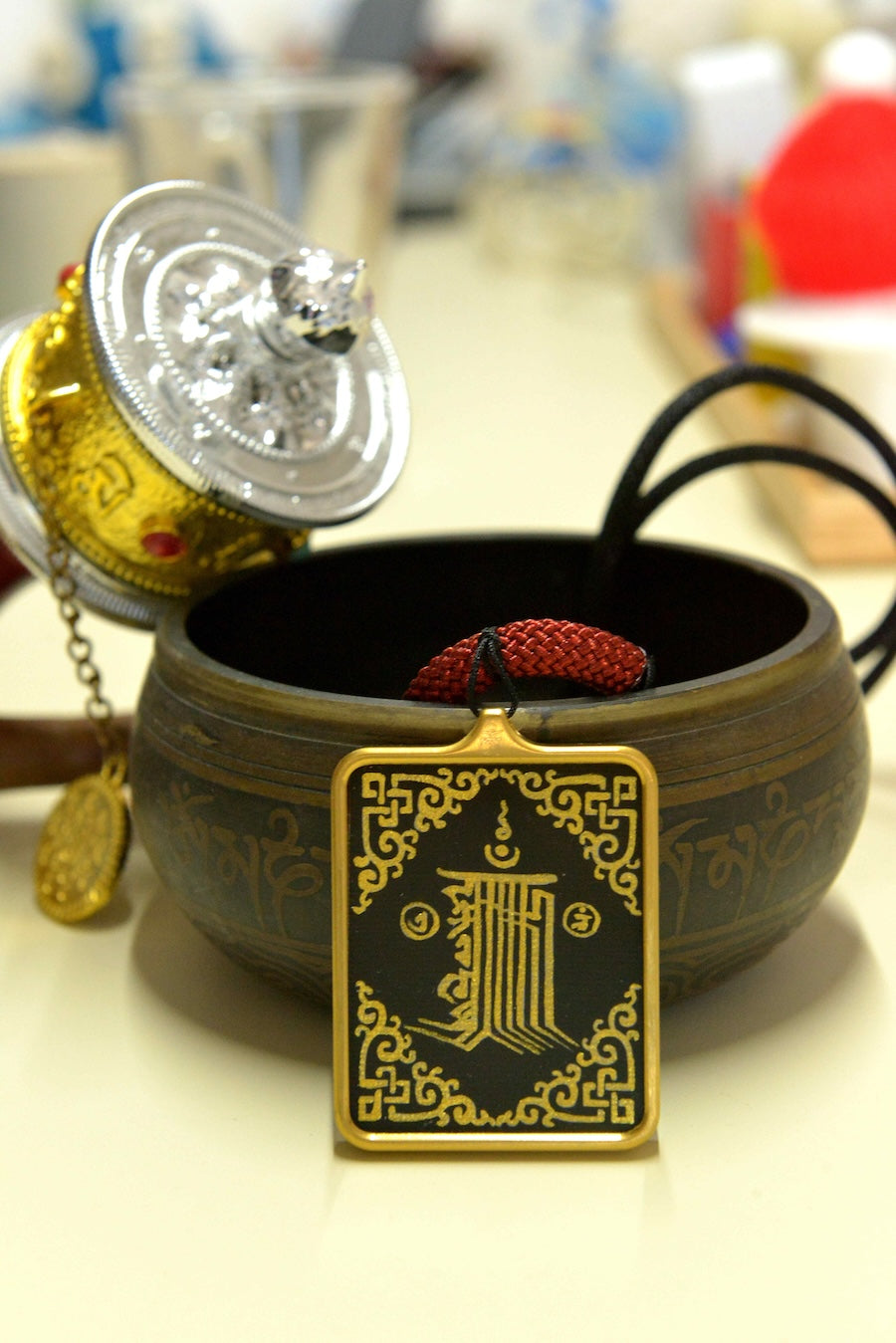 Hand-painted Tibetan Rnam-bcu Dbang-ldan Small Thangka Necklace