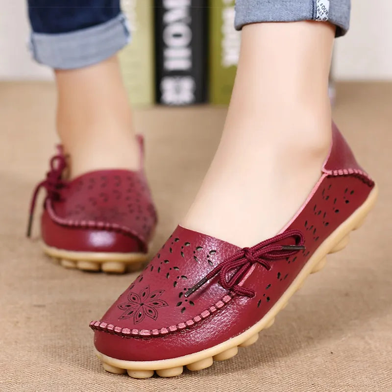 Flat Shoes Women Breathable Leather Loafers Women Casual Shoes Slip On Moccasins Zapatos Para Mujeres Comfortable Flats Female