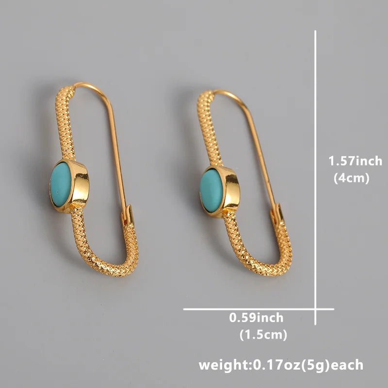 Gorgeous Turquoise Beaded Earrings - Handmade Boho Style Gold Color Metal Hoop Earrings